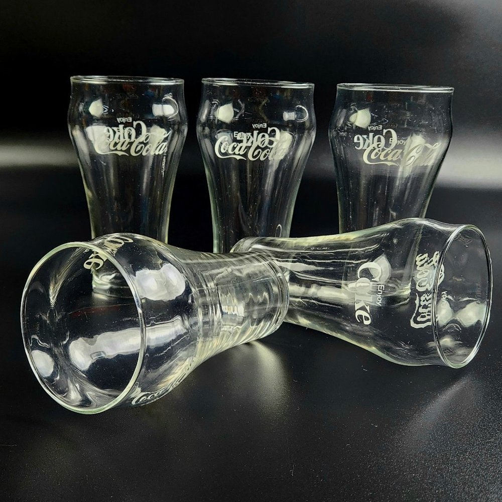 Vintage 1970's Coke /Coca Cola Fountain Glasses/ Tumblers  - Set of 5 - 6' Tall